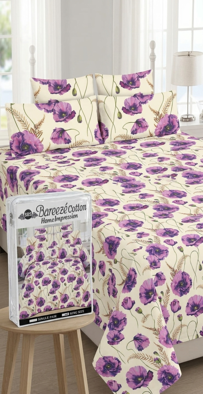 Premium Cotton Floral Bed Sheet Set