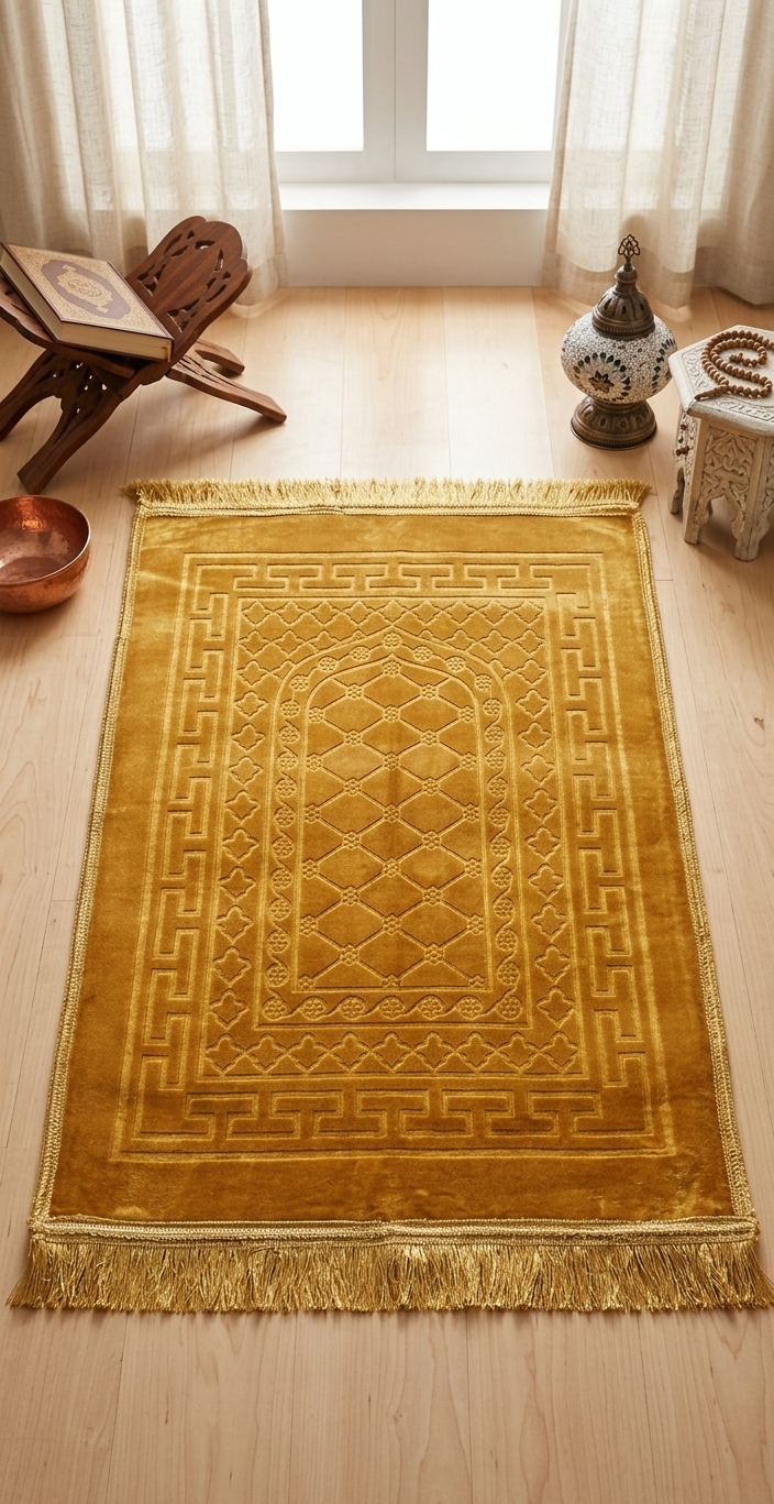 Luxurious Gold Velvet Prayer Mat