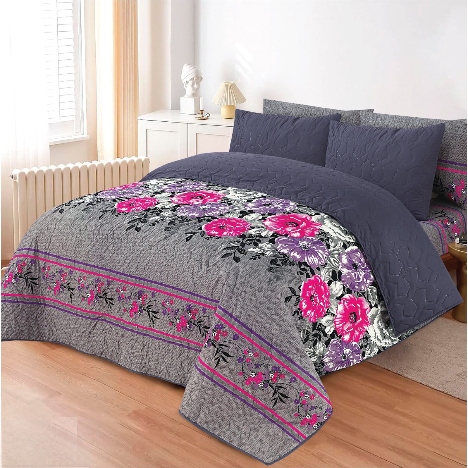 Elegant Floral & Geometric Comforter Bedsheet